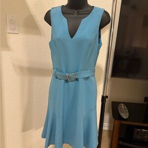White House Black Market Teal Midi Dress with Belt
